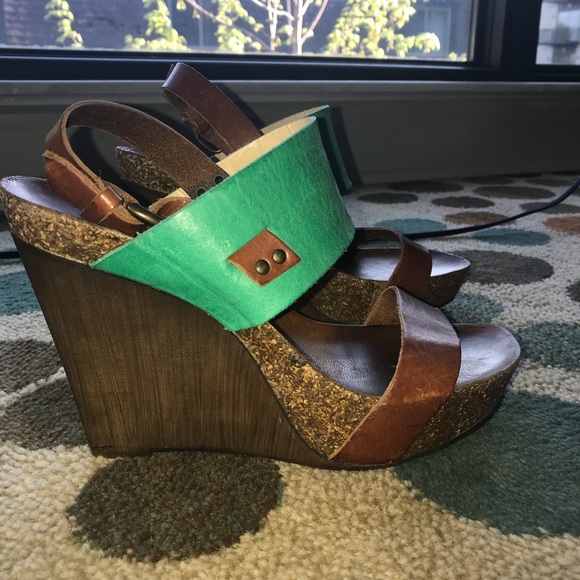 Leather wooden wedges - Picture 3 of 5